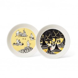 Moomin Collectors edition plates 2-pack 2019: Yellow & Hurray